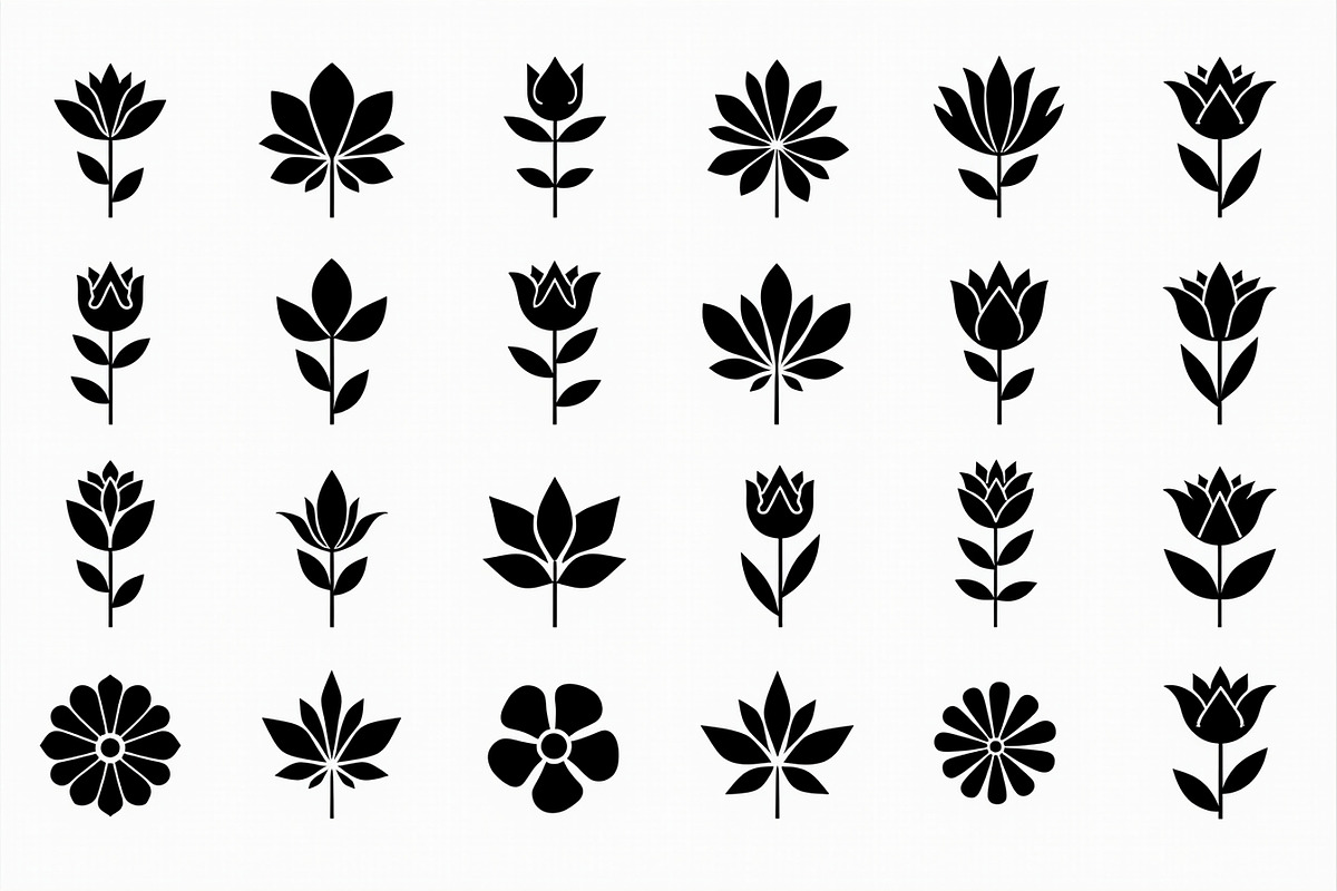 16 elegant black floral silhouettes, an Illustration by Amazin_art (Photo 10 of 17)