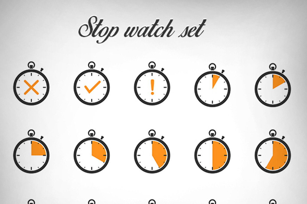 Stopwatch icons vector set, an Icon by Snipergraphics