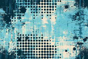 An seamless distressed halftones abstract background featuring a mix of blue to, a Background Graphic by Textures & Backgrounds