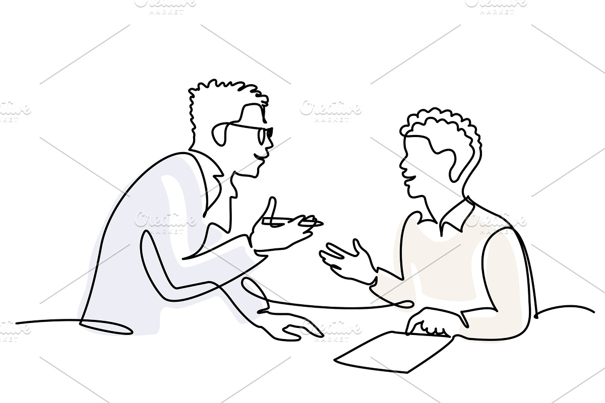 Male teacher explaining a task to a, an Education Illustration by Valenty