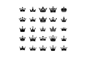 Various elegant crown designs in bla, an Illustration by designvectx