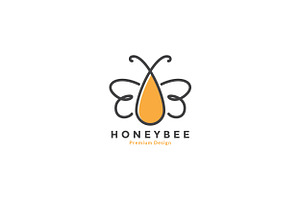 Honey Bee Line With Drop Water Logo