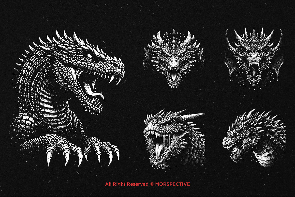 10 Bundle Dark Art Dragon Face, an Illustration by Morspective (Photo 5 of 7)