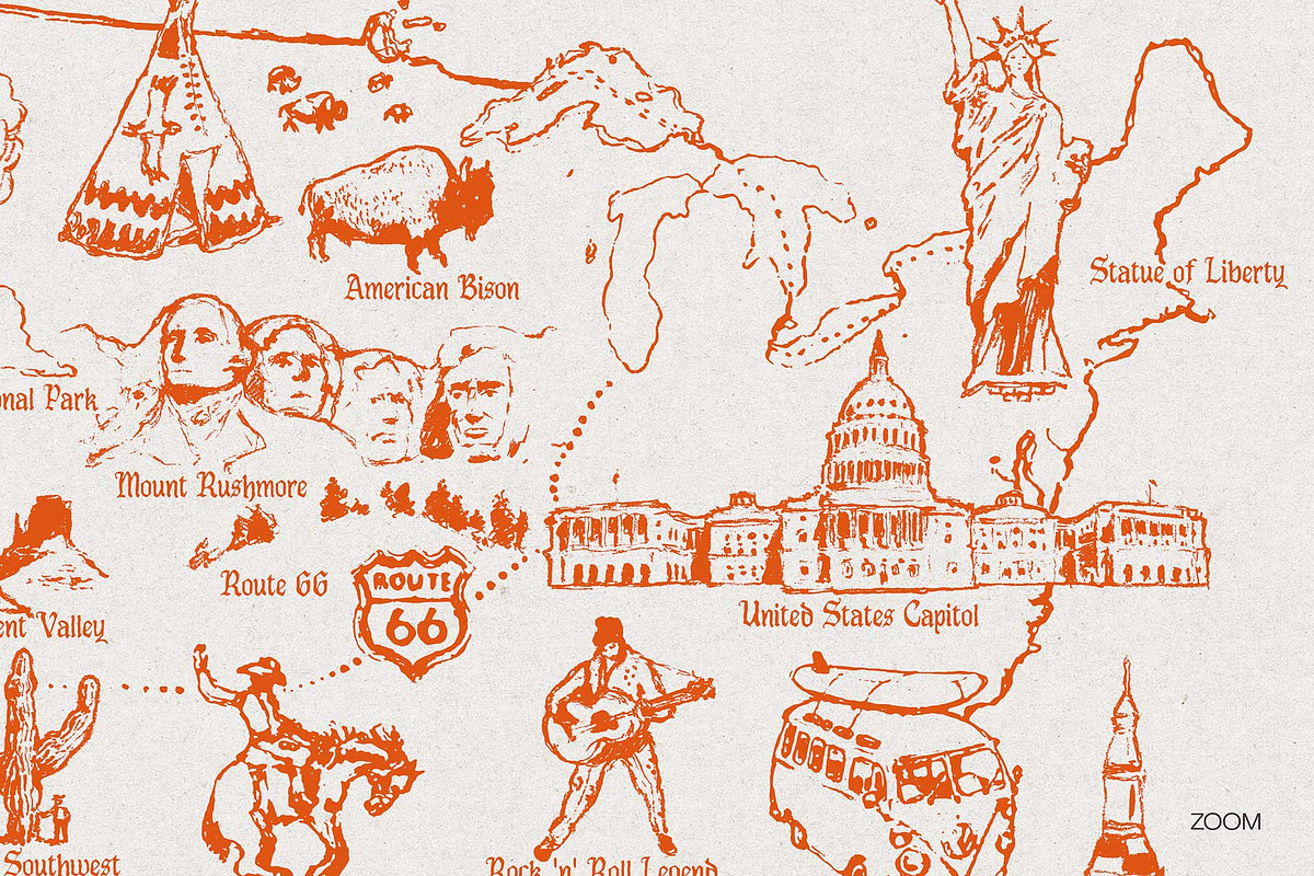 United States Hand-Drawn Map, an Empty State Illustration by TheMountBirdStudio (Photo 8 of 9)