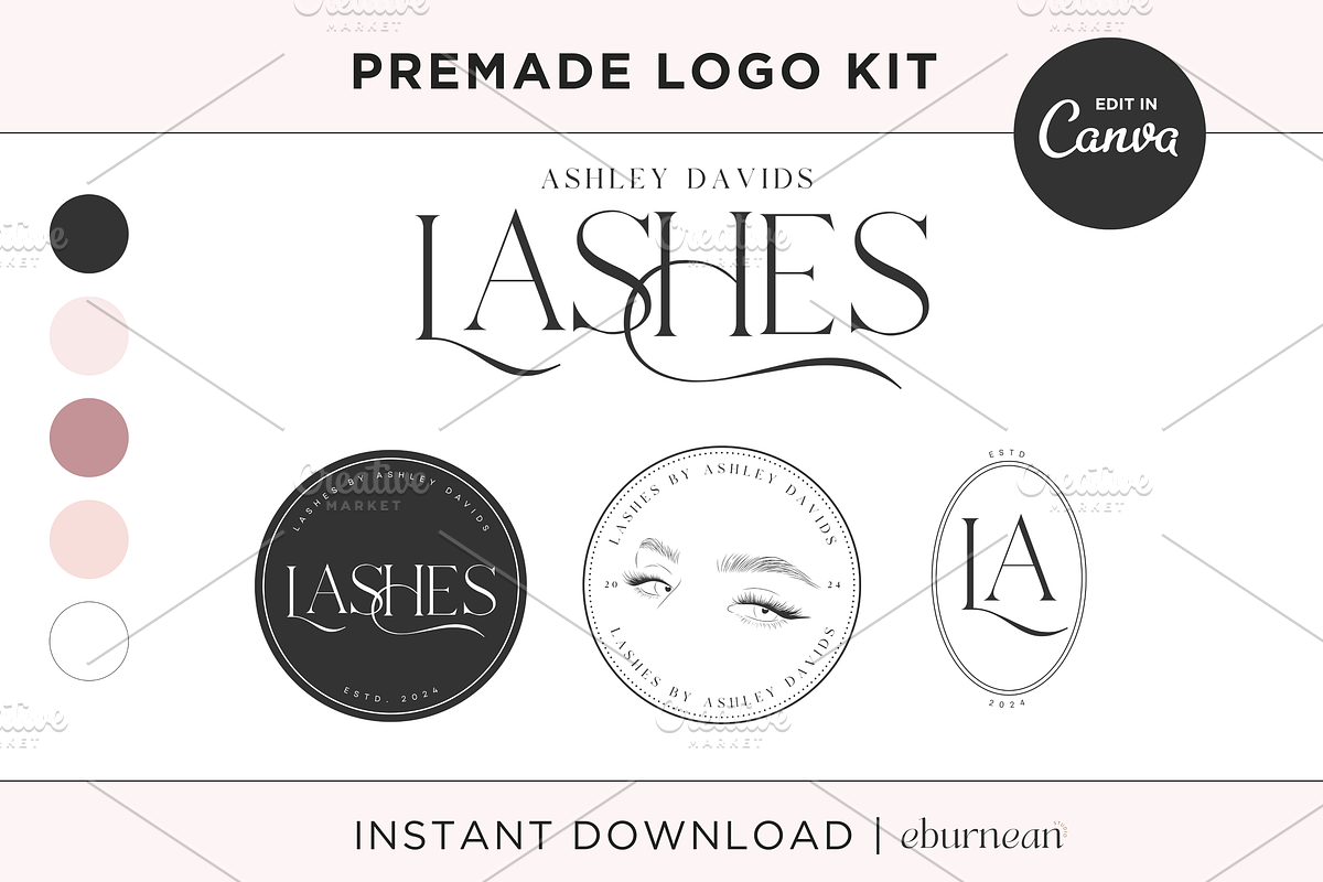 Luxury Lash Tech Logo Template Kit, a Branding & Logo Template by Studio Eburnean (Photo 1 of 4)