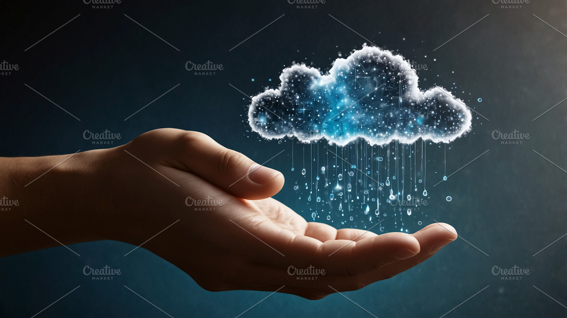 Person Hand Holding a Glowing Cloud, a Business Photo by Stock Shape