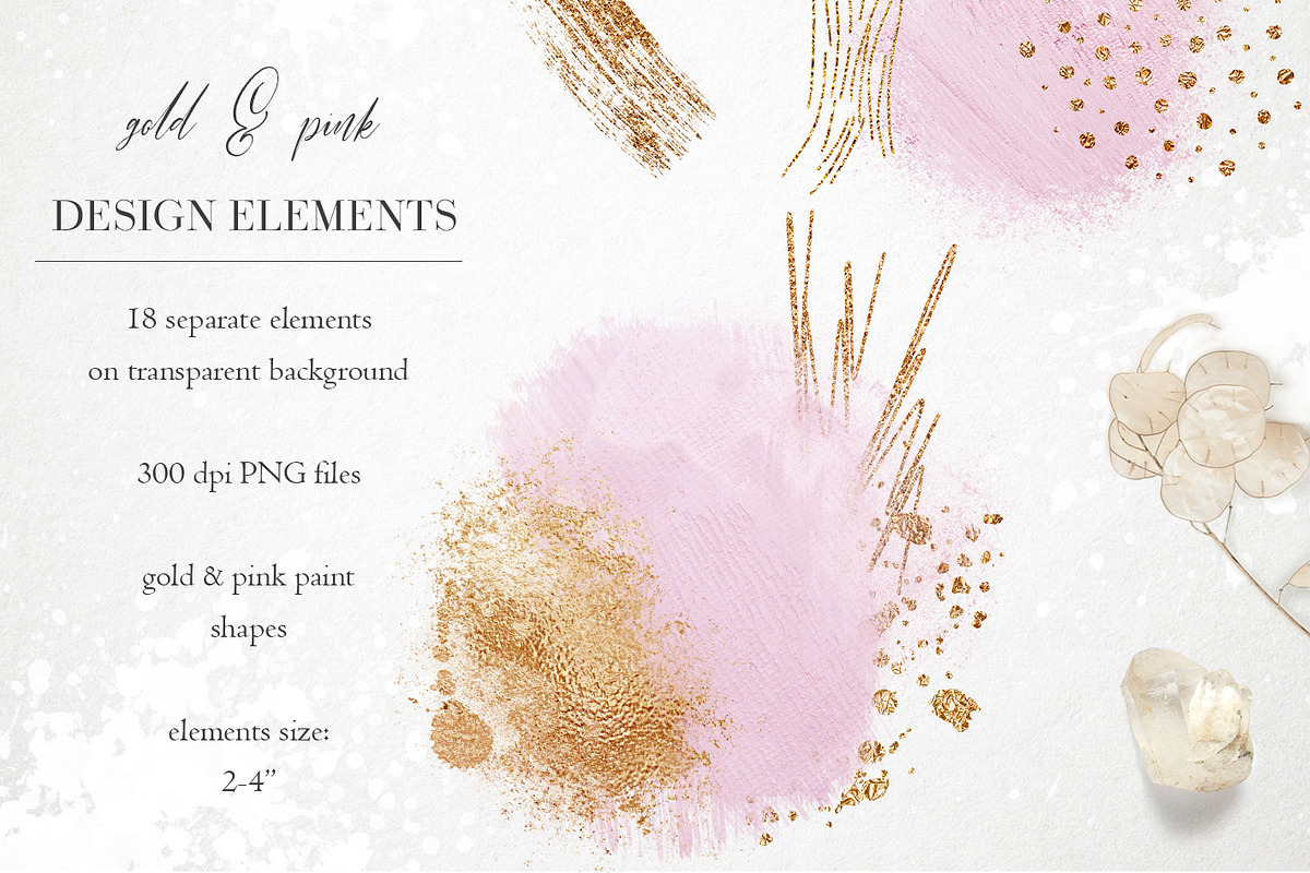 Gold & Pink Abstract Design Elements, an Object Graphic by PixelJungle (Photo 2 of 3)