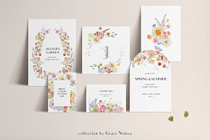 Spring Summer Watercolor Flowers Set