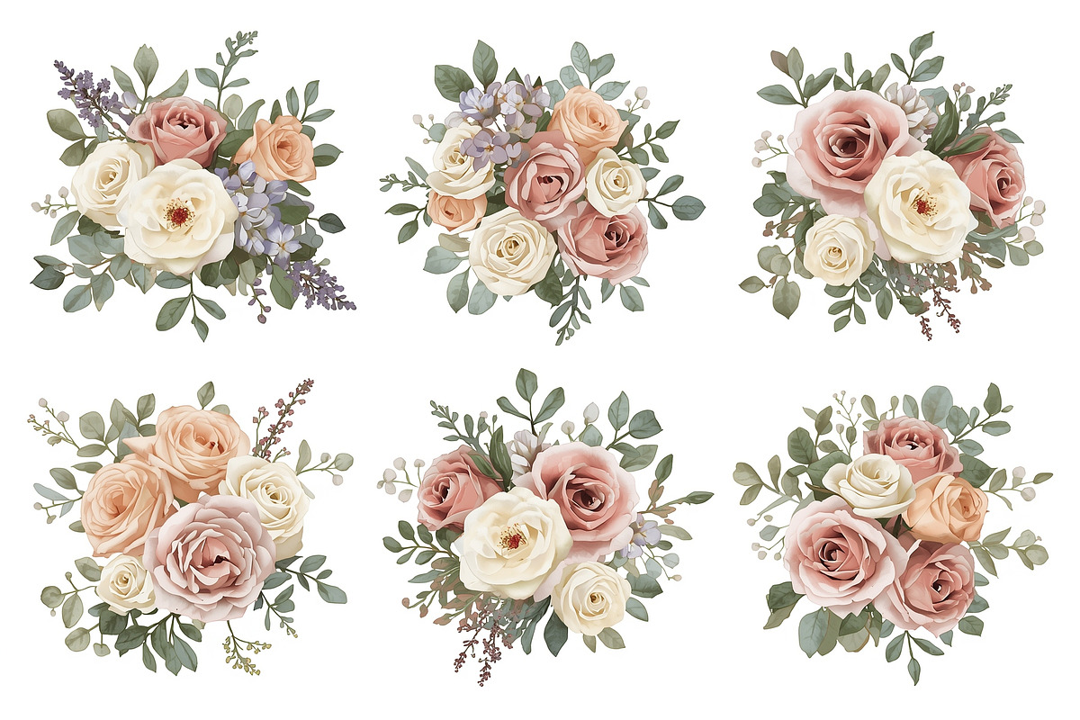 Blush Floral Watercolor Bundle, an Illustration by musafir_fashion (Photo 10 of 13)