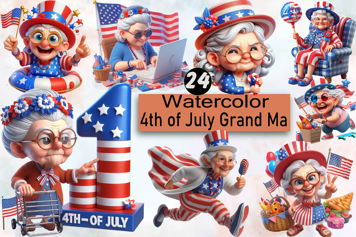4th of July Grand Ma Sublimation Cli, an Illustration by SVGArt (Photo 1 of 8)