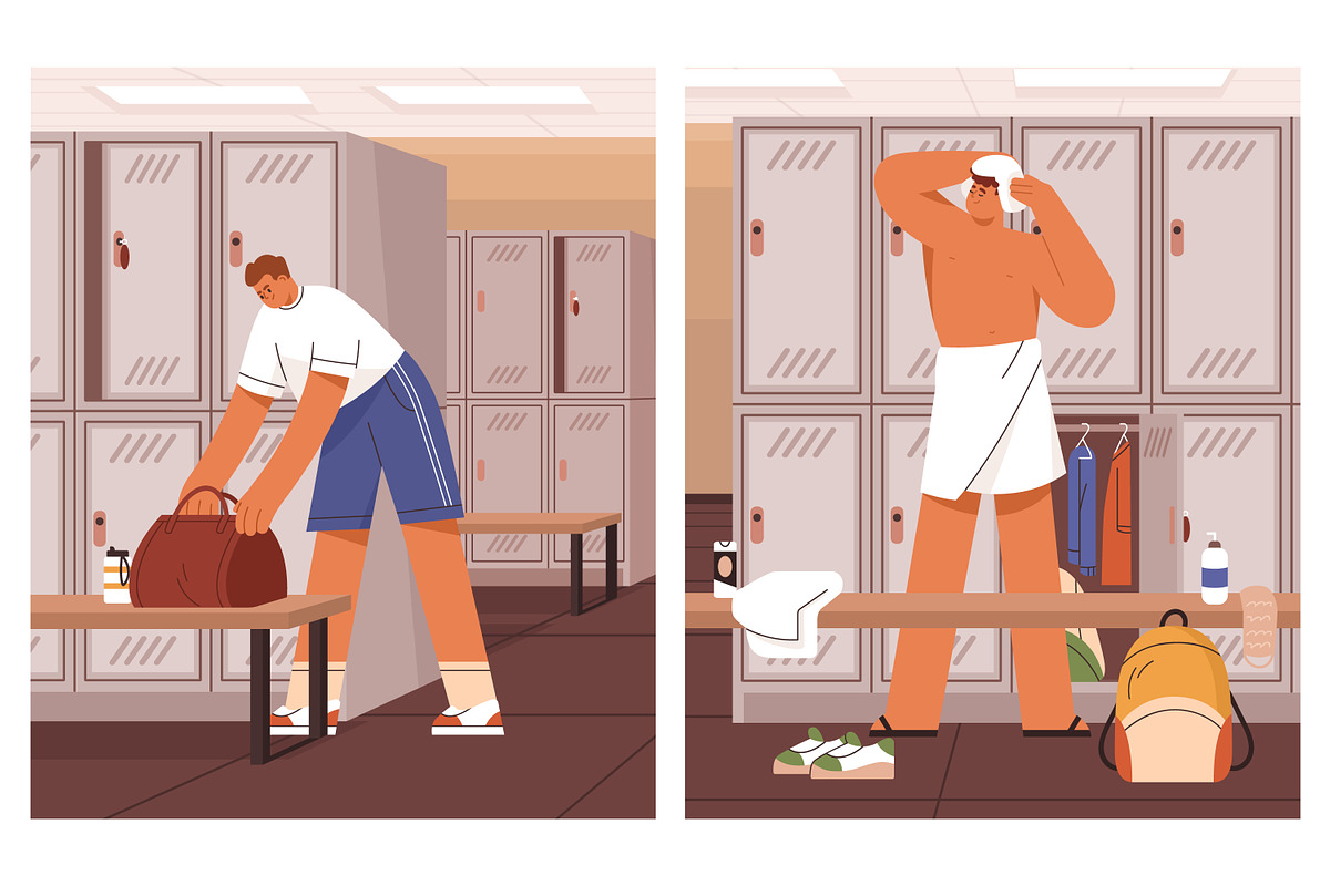 Athletes in gym dressing room, a Sport Illustration by Good Studio (Photo 2 of 3)