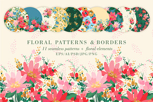 Floral Patterns & Borders, a Pattern Graphic by Nadia Grapes