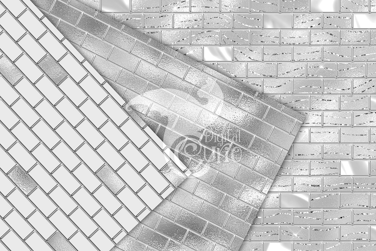 Silver Brick Walls Digital Paper, a Texture Graphic by Digital Curio (Photo 3 of 7)
