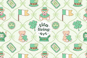 Lucky Teddy Bear Seamless Pattern, a Seasonal Illustration by TitaLivingArt (Thumbnail 2 of 13)