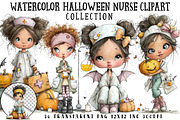 Watercolor Halloween Nurse Clipart, a Seasonal Illustration by OK Design (Thumbnail 1 of 6)