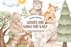 Woodland Creatures Clipart, an Illustration by TatiMockup