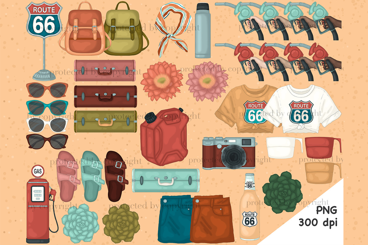 Road Trip Clipart | Summer Clip Art, an Object Illustration by GlamArtZhanna (Photo 2 of 4)
