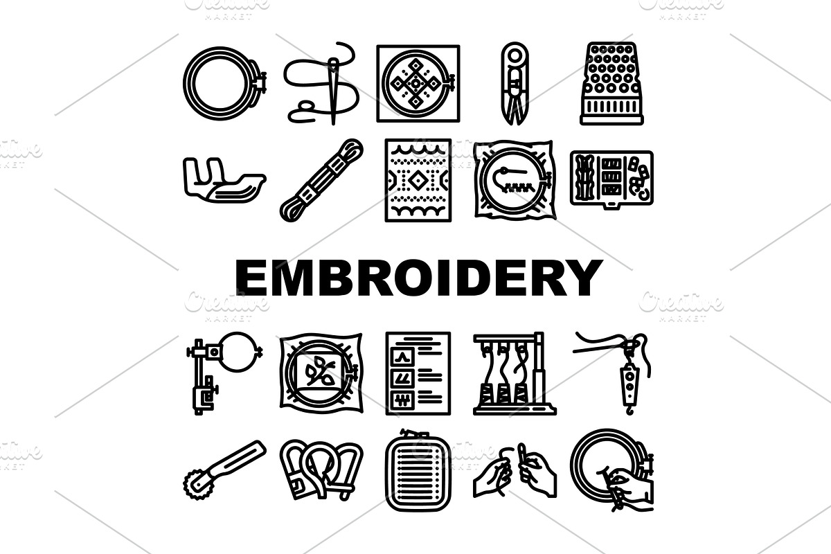 embroidery thread fabric needle, an Object Illustration by pikepicture