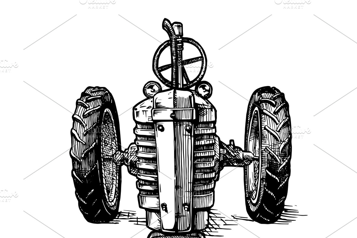 illustration of tractor, a Transportation Illustration by CatMadePattern
