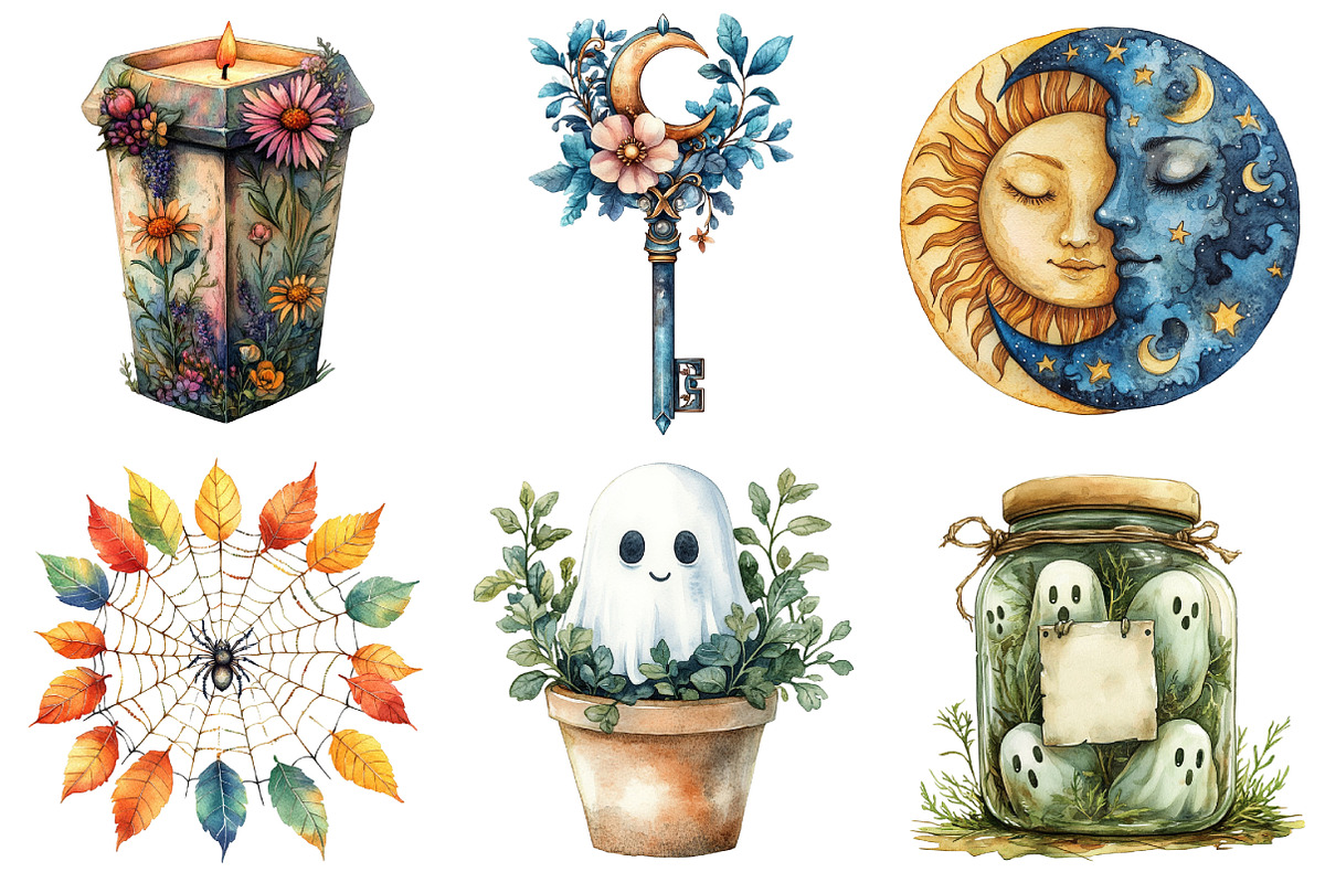 Boho Halloween Clipart Bundle, an Illustration by Daily.Designs (Photo 2 of 5)