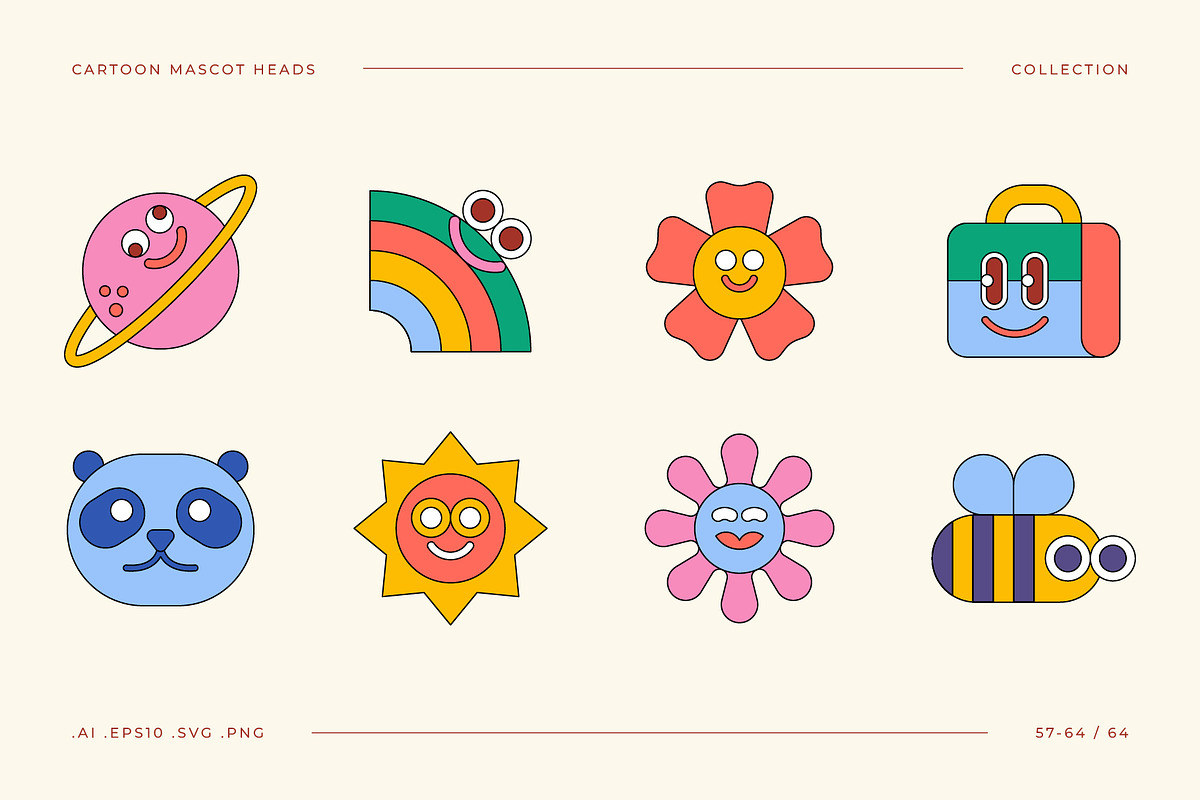 Cartoon Mascot Heads Collection, an Object Graphic by Léo Alexandre (Photo 9 of 16)
