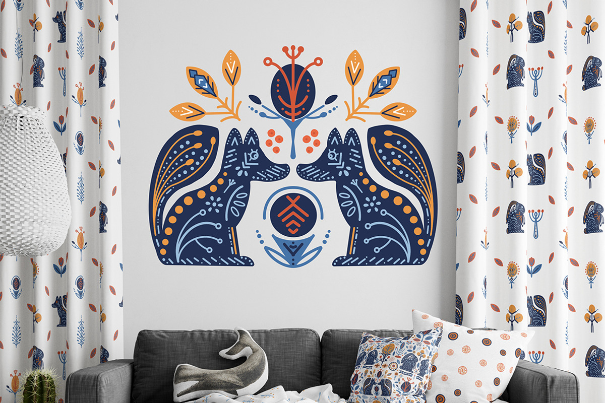 Winter modern folk. Scandi floral, a Pattern Graphic by KomannaArt (Photo 3 of 5)