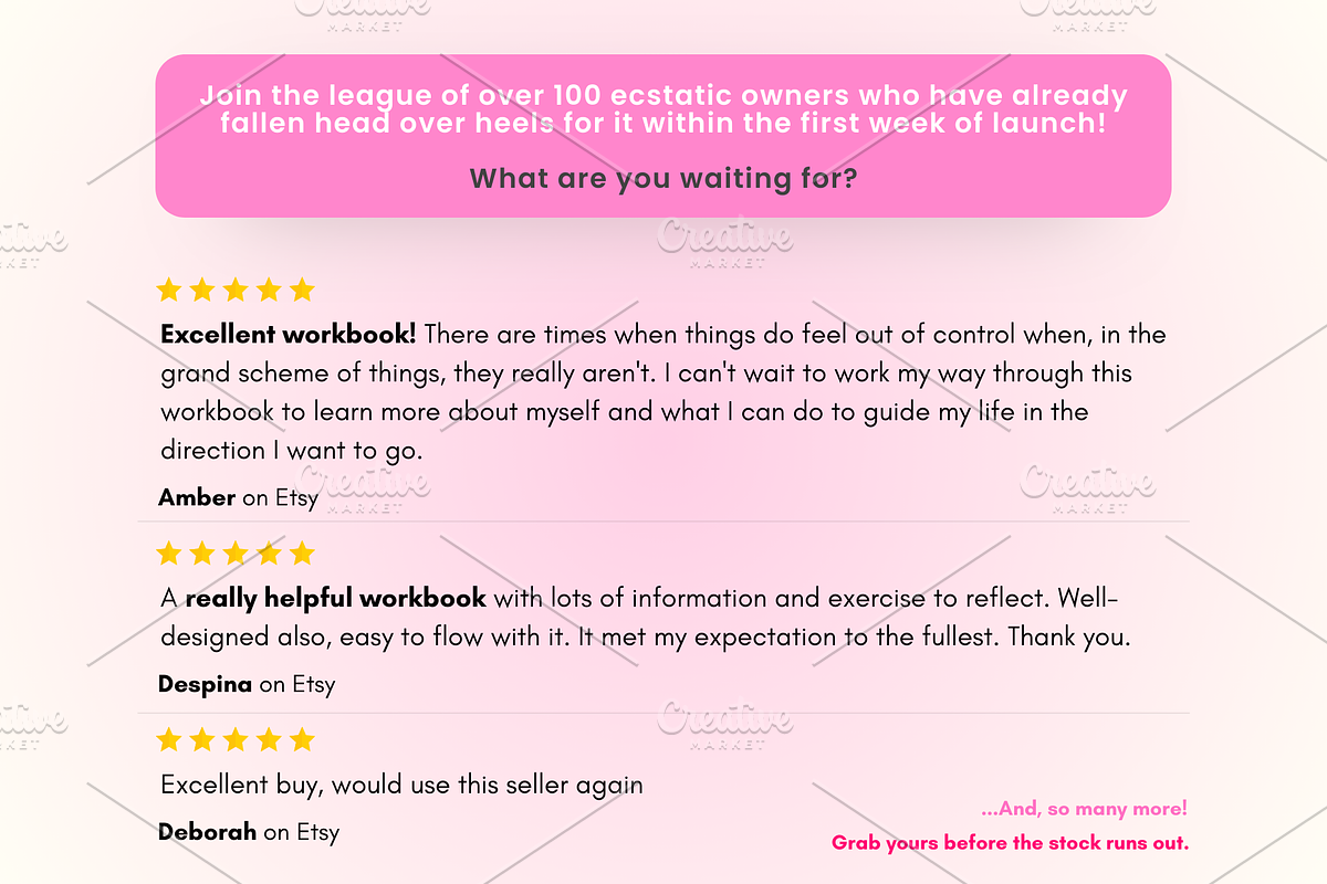Self-Love & Anxiety Control Workbook, a Print Template by PlannersByBee (Photo 4 of 4)