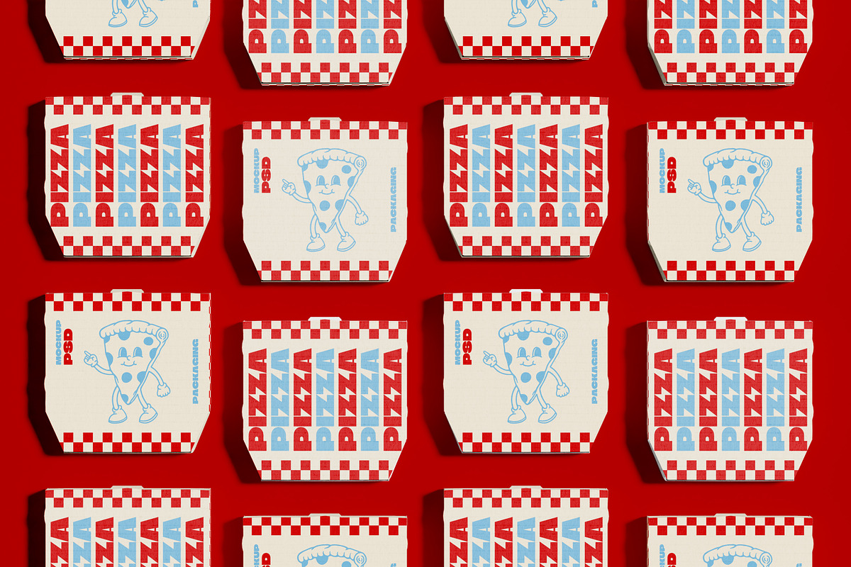 Delivery Pizza Boxes Mockup, a Packaging Mockup by Mego-studio