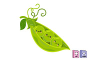 Peas in a Pod Cartoon, a Food Illustration by MISS CHATZ (Thumbnail 2 of 3)