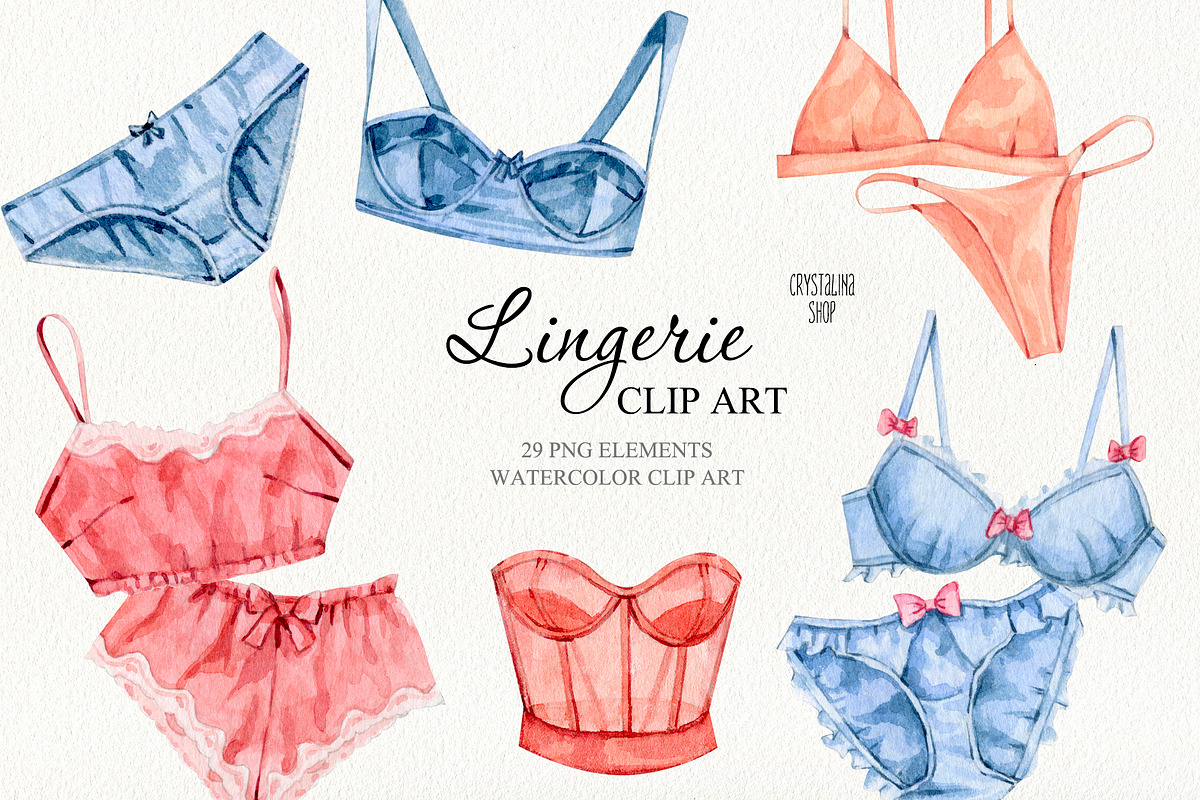 Watercolor lingerie set, an Illustration by CrystalinaShop (Photo 3 of 4)