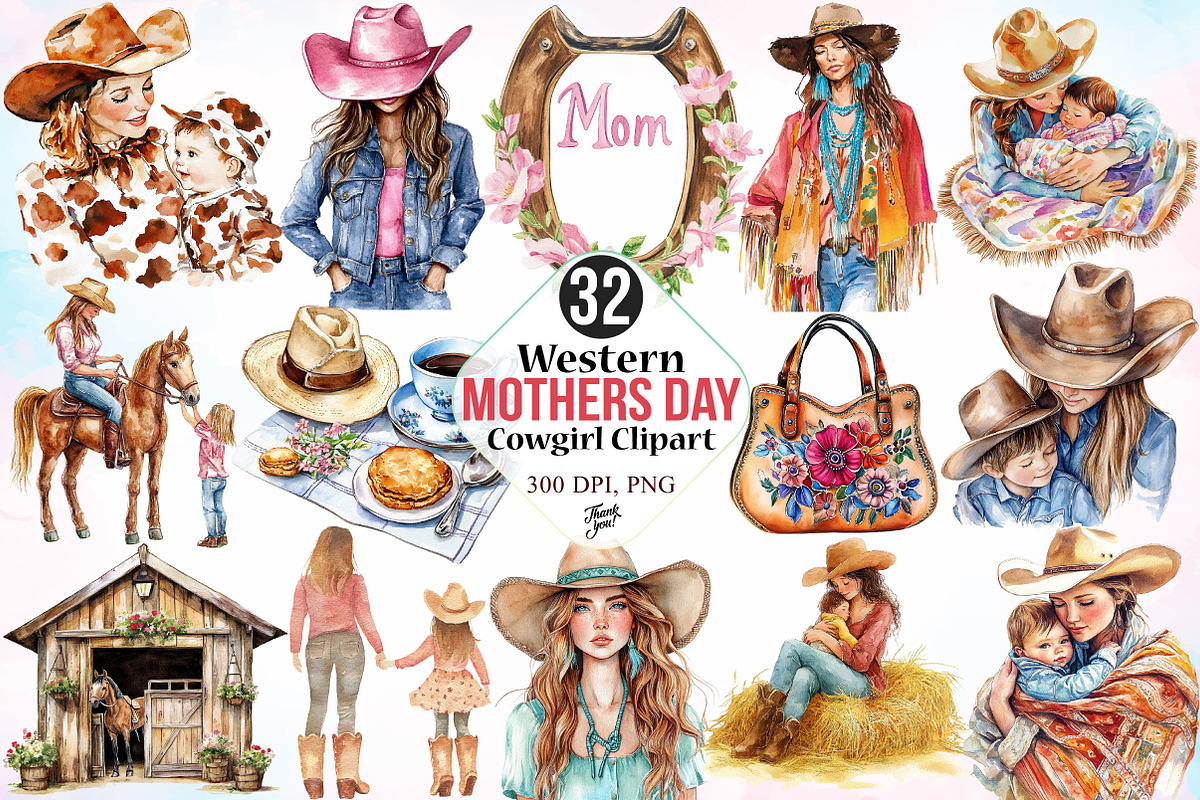 Western Mother's Day Cowgirl, an Illustration by Canvas Craft (Photo 1 of 3)