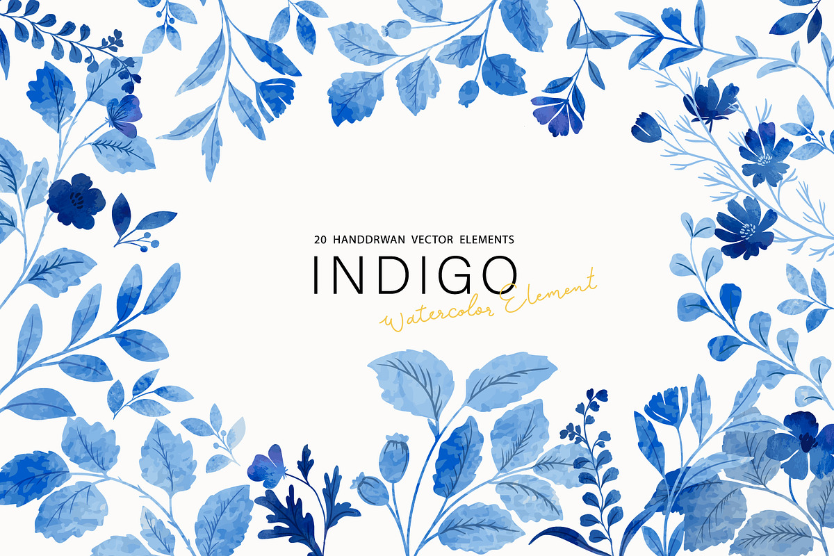 INDIGO Floral watercolor, a Decorative Illustration by MooBeer (Photo 1 of 6)