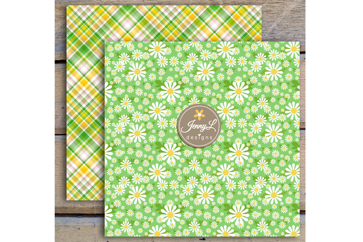 Daisy Flower Digital Paper Clipart, a Pattern Graphic by JennyL Designs (Photo 5 of 8)