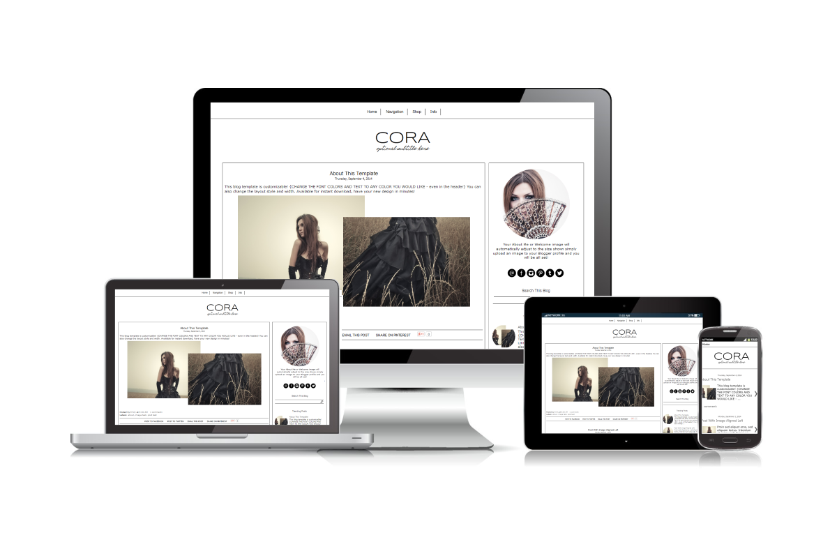 Blogger Template Black & White Cora, a Templates & Theme by BD Web Studio (Photo 2 of 3)