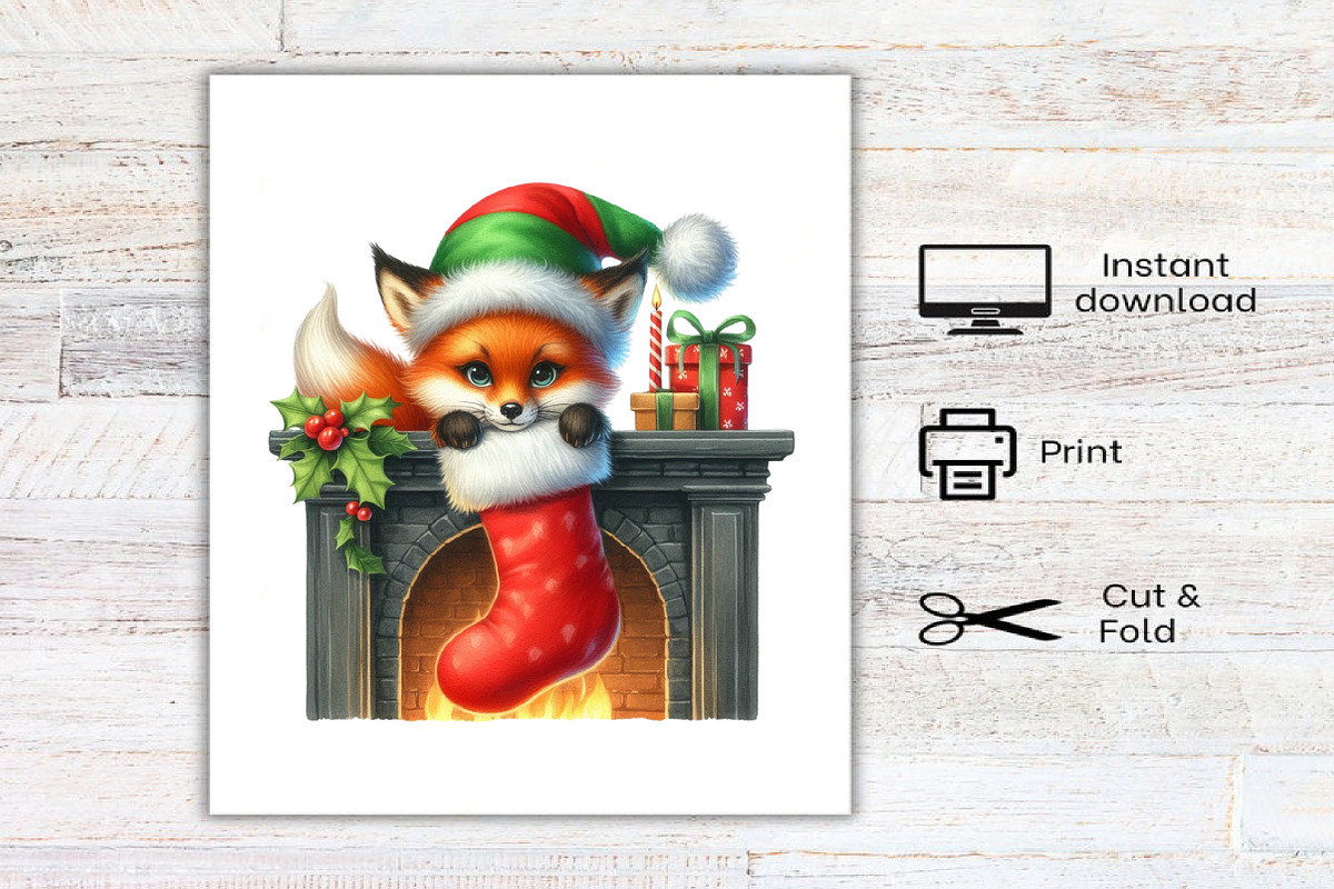 Christmas Animal Peeking Clipart, an Illustration by Canvas Craft (Photo 8 of 8)
