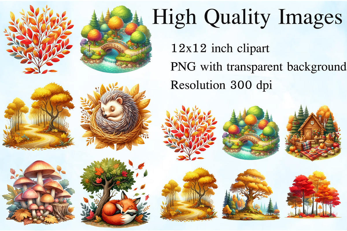 Fall in the Forest Watercolor PNG, an Illustration by Craft Nest (Photo 3 of 5)