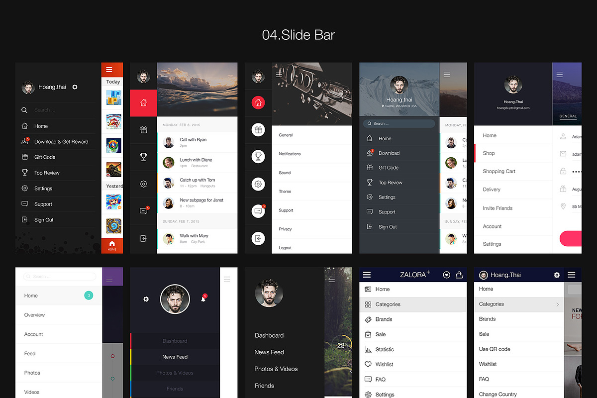 Hexagon Mobile UI Kit, an UI Kit Template by hoangpts (Photo 5 of 8)