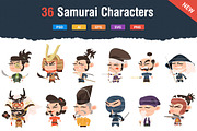 36 Samurai Characters, a Person Illustration by Flat Icons (Thumbnail 1 of 4)