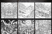 Alien Sci Fi Coloring Pages Bundle, a Brochure Template by LA Design (Thumbnail 2 of 10)