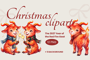 New Year Clipart Pack Fire Goat 2027