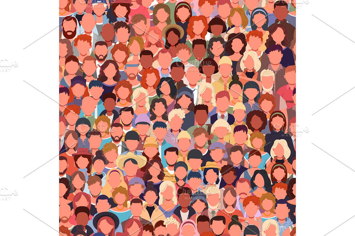Seamless pattern crowd of people, a Pattern Graphic by Yayasya (Photo 1 of 3)