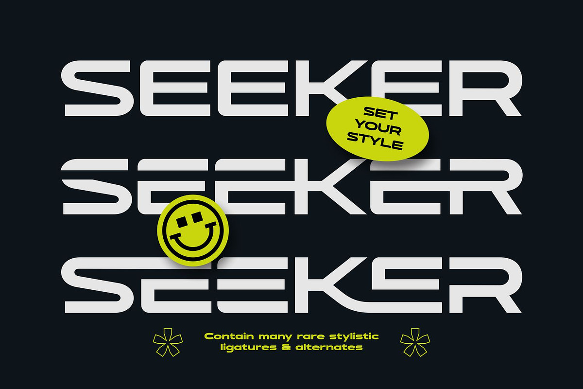 Seeker - Wide Sporty Branding Font, a Sans Serif Font by Asenbayu (Photo 10 of 15)