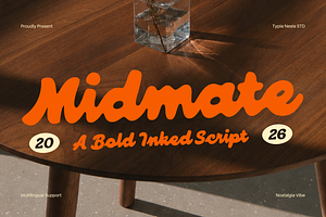 Midmate - Bold Inked Retro Script, a Script Font by Typia Nesia