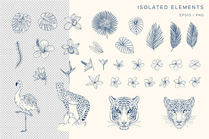 Blue Ink Tropics Graphic Set