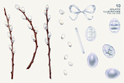 EASTER Willow, Watercolor Clipart, a Decorative Illustration by EL_SUHOVA (Thumbnail 2 of 7)