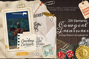 Vintage Western Scrapbook Kit, an Object Graphic by DreamoraArt