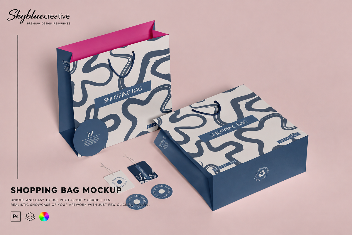 Shopping Bags Mockup, a Packaging Mockup by skybluecreative (Photo 1 of 2)