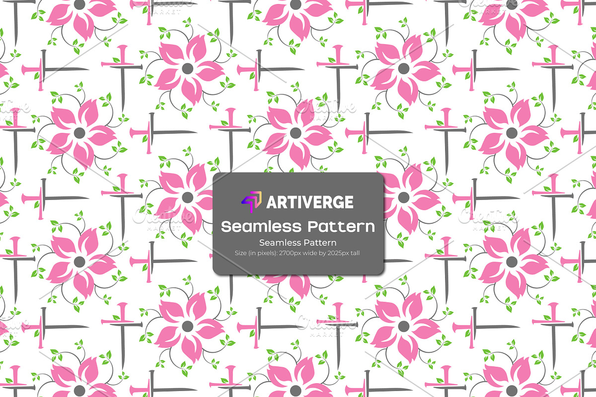 Pink flower & Christian Signs, a Pattern Graphic by Artiverge (Photo 1 of 6)