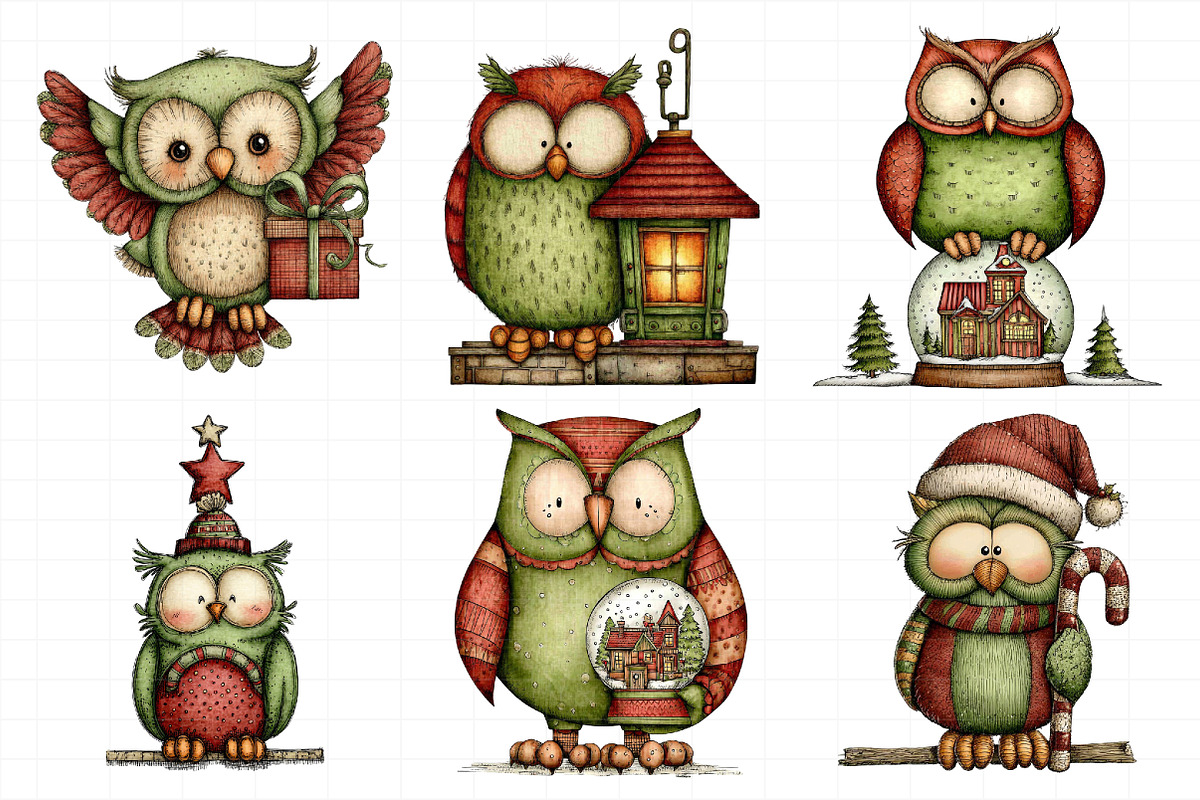 Whimsical Christmas Owl Clipart Bund, an Illustration by Daily.Designs (Photo 3 of 5)