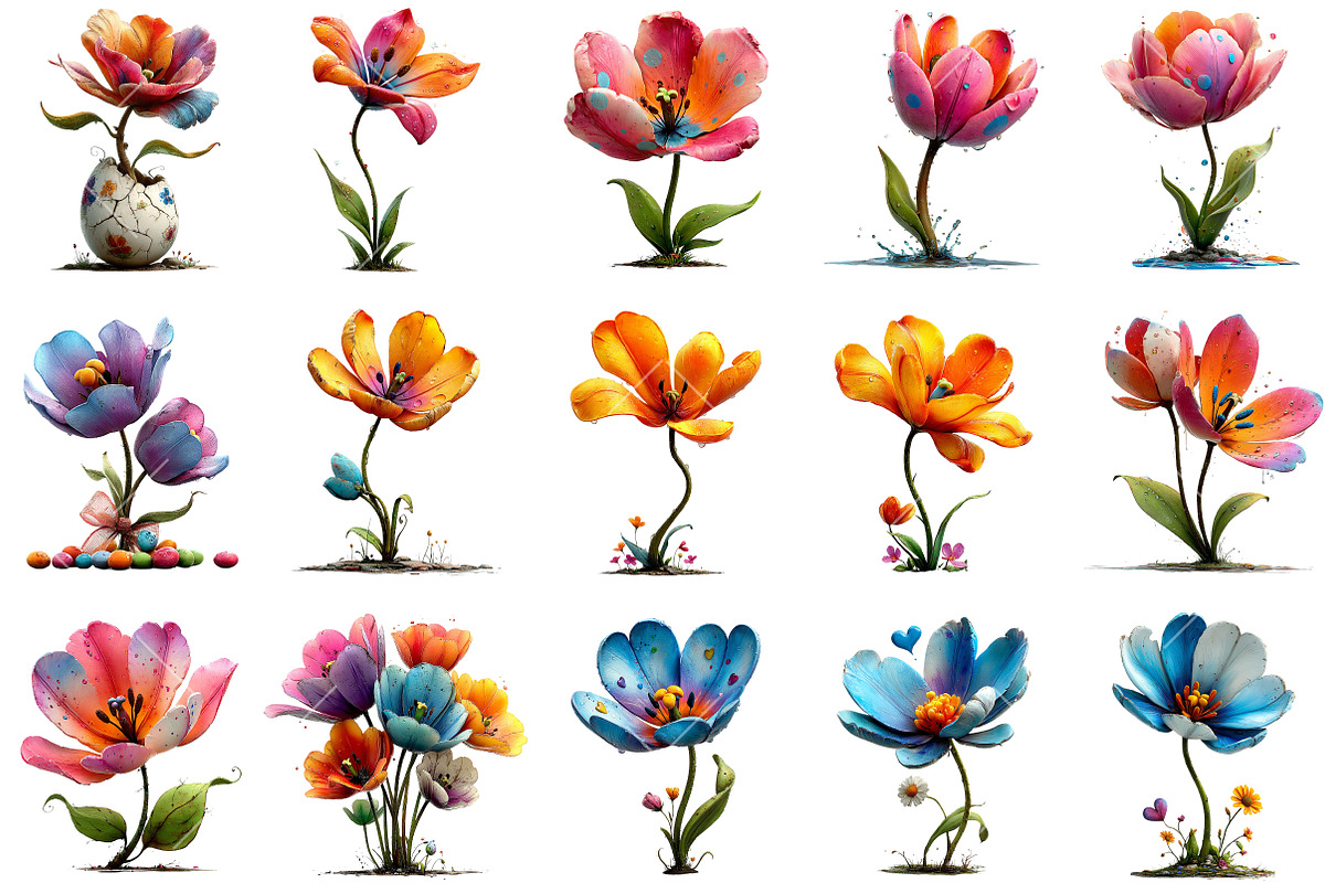 Whimsical Tulip Flower Clipart, an Illustration by OK Design (Photo 3 of 6)